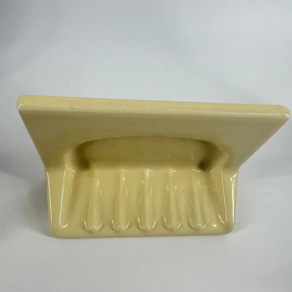 MCM Tile Soap Holder Shower Wall Yellow Ceramic 70’s vtg